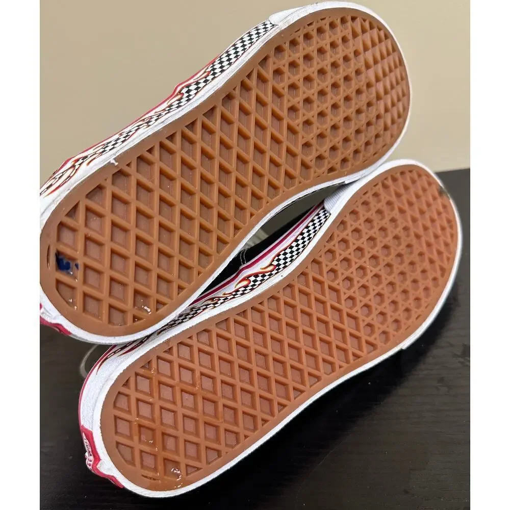 Vans Youth Black White Doheny Flame Check Sidewall Lace Up Sneakers Size 7